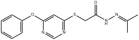 ((6-Phenoxy-4-pyrimidinyl)thio)acetic acid (1-methylethylidene)hydrazide Structure