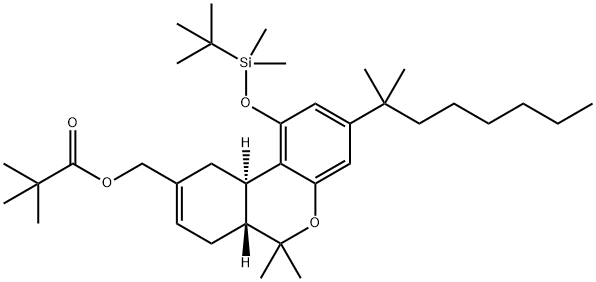 2,2-DIMETHYL-PROPIONIC ACID (6AR,10AR)-1-(TERT-BUTYL-DIMETHYL-SILANYLOXY)-3-(1,1-DIMETHYL-HEPTYL)-6,6-DIMETHYL-6A,7,10,10A-TETRAHYDRO-6H-BENZO[C]CHROMEN-9-YLMETHYL ESTER Structure