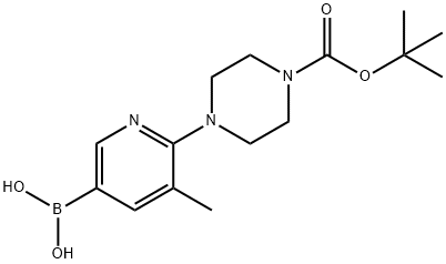 6-(4-(tert-butoxycarbonyl)piperazin-1-yl)-5-Methylpyridin-3-ylboronic acid 구조식 이미지
