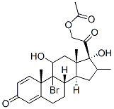 9-Bromo-11,17,21-trihydroxy-16-methylpregna-1,4-diene-3,20-dione 21-acetate 구조식 이미지