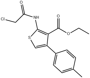 2-(2-CHLORO-ACETYLAMINO)-4-P-TOLYL-THIOPHENE-3-카르복실산에틸에스테르 구조식 이미지