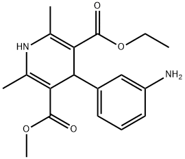 Ethyl 4-(3-AMinophenyl)-5-(Methoxycarbonyl)-2,6-diMethyl-1,4-dihydropyridine-3-carboxylate 구조식 이미지