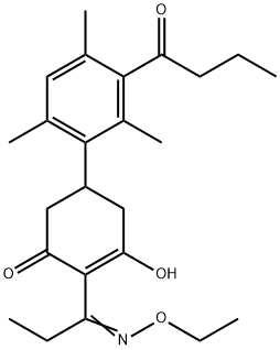 5-(3-부티릴-2,4,6-트라이메틸페닐)-2-[1-(에톡시이미노)프로필]-3-하이드록시사이클로헥스-2-엔-1-온 구조식 이미지