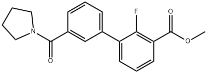 Methyl 2-fluoro-3-[3-(pyrrolidinocarbonyl)phenyl]benzoate Structure