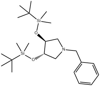 (3S,4S)-3,4-BIS[[(1,1-DIMETHYLETHYL)DIMETHYLSILYL]OXY]-1-(PHENYLMETHYL)-PYRROLIDINE Structure