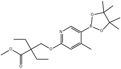 Methyl 2-ethyl-2-(((4-Methyl-5-(4,4,5,5-tetraMethyl-1,3,2-dioxaborolan-2-yl)pyridin-2-yl)oxy)Methyl)butanoate 구조식 이미지