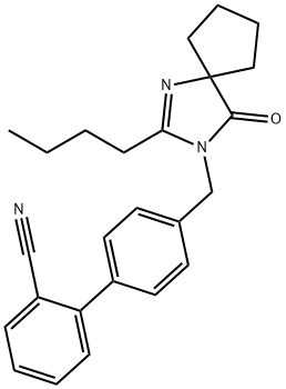 4'-[(2-Butyl-4-oxo-1,3-diazaspiro[4.4]non-1-en-3-yl)methyl]-(1,1'-biphenyl)-2-carbonitrile Structure