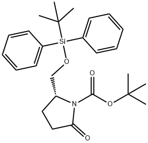 (2R)-2-[[[(1,1-DIMETHYLETHYL)DIPHENYLSILYL]OXY]METHYL]-5-OXO-1-PYRROLIDINECARBOXYLATE-1,1-DIMETHYLETHYL ESTER Structure