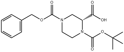 (R)-N-1-BOC-N-4-CBZ-2-PIPERAZINE CARBOXYLIC ACID
 Structure
