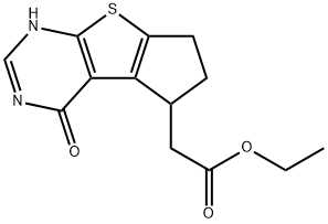 ethyl 4-hydroxy-6,7-dihydro-5H-cyclopenta[4,5]thieno[2,3-d]pyrimidine-5-carboxylate 구조식 이미지