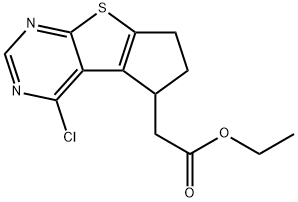 ethyl 2-(4-chloro-6,7-dihydro-5H-cyclopenta[4,5]thieno[2,3-d]pyrimidin-5-yl)acetate 구조식 이미지