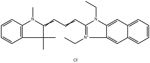 1,3-diethyl-2-(3-(1,3-dihydro-1,3,3-trimethyl-2H-indol-2-ylidene)-1-propenyl)-1H-naphth(2,3-d)imidazolium 구조식 이미지