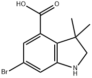 6-bromo-3,3-dimethyl-2,3-dihydro-1H-indole-4-carboxylic acid 구조식 이미지