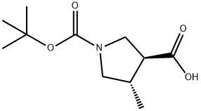 (3S,4S)-1-(tert-Butoxycarbonyl)-4-methylpyrrolidine-3-carboxylic acid 구조식 이미지