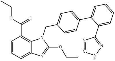 Ethyl -2-ethoxy-1-[[(2-(1Htetrazol-5-yl)biphenyl-4-yl-) methyl] 구조식 이미지