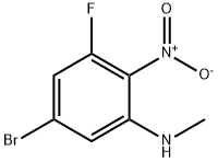 N-(5-Bromo-3-fluoro-2-nitrophenyl)methylamine, 4-Bromo-2-fluoro-6-(methylamino)nitrobenzene 구조식 이미지
