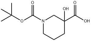 1-(tert-Butoxycarbonyl)-3-hydroxypiperidine-3-carboxylic acid Structure