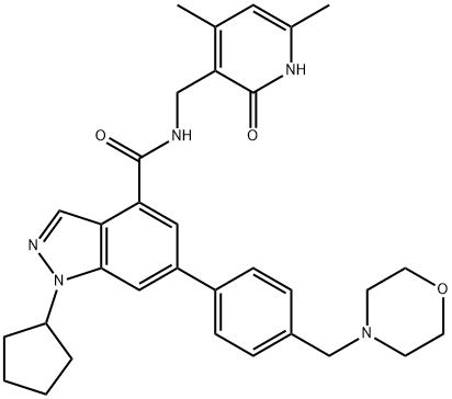 1396772-26-1 1-Cyclopentyl-N-((4,6-diMethyl-2-oxo-1,2-dihydropyridin-3-yl)Methyl)-6-(4-(MorpholinoMethyl)phenyl)-1H-indazole-4-carboxaMide