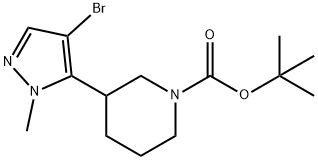 tert-Butyl 3-(4-bromo-1-methyl-1H-pyrazol-5-yl)piperidine-1-carboxylate 구조식 이미지