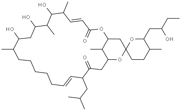 (4E,18E)-3',4',5',6'-Tetrahydro-7,9,11-trihydroxy-6'-(2-hydroxybutyl)-5',6,8,12,27-pentamethyl-20-(2-methylpropyl)spiro[2,24-dioxabicyclo[21.3.1]heptacosa-4,18-diene-25,2'-[2H]pyran]-3,21-dione Structure