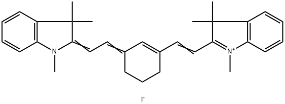 1,3,3-TRIMETHYL-2-((E)-2-(3-[(E)-2-(1,3,3-TRIMETHYL-1,3-DIHYDRO-2H-INDOL-2-YLIDENE)ETHYLIDENE]-1-CYCLOHEXEN-1-YL)ETHENYL)-3H-INDOLIUM IODIDE 구조식 이미지