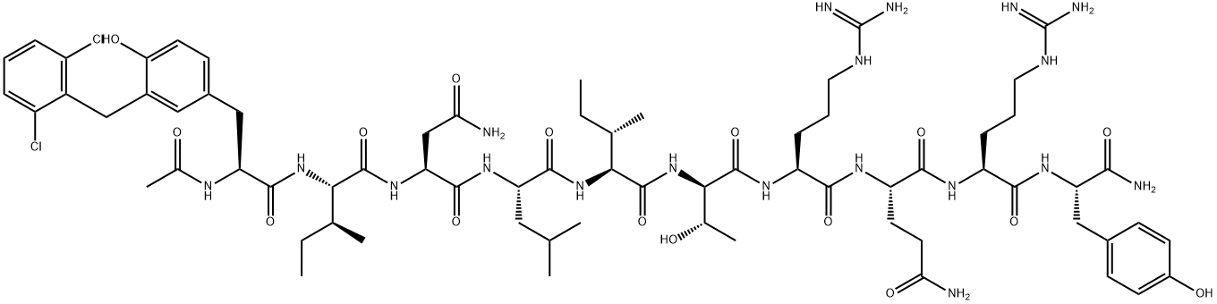 AC-3-(2,6-DICHLORO-BZL)-TYR-ILE-ASN-LEU-ILE-D-THR-ARG-GLN-ARG-TYR-NH2 Structure