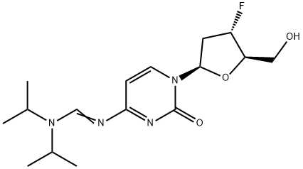 N4-((diisopropylamino)methylene)-3'-fluoro-2',3'-dideoxycytidine Structure