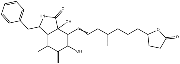 octahydro-6,7a-dihydroxy-4-methyl-7-[4-methyl-7-(tetrahydro-5-oxo-2-furyl)-1-heptenyl]-3-(phenylmethyl)-1H-isoindol-1-one  Structure