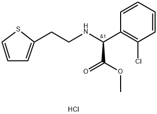D-(+)-메틸-알파-(2-티에닐에타미노)(2-클로로페닐)아세테이트염산염 구조식 이미지