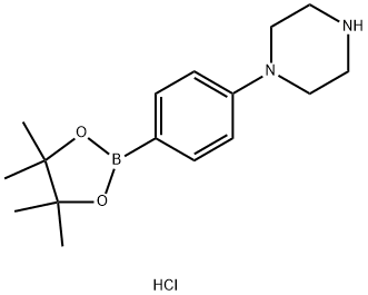 1-(4-(4,4,5,5-tetramethyl-1,3,2-dioxaborolan-2-yl)phenyl)piperazine hydrochloride Structure