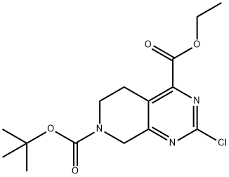 Ethyl 7-Boc-2-chloro-5,6,7,8-tetrahydropyrido-[4,3-d]pyrimidine-4-carboxylate 구조식 이미지