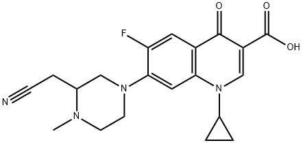 3-Quinolinecarboxylic acid, 7-[3-(cyanoMethyl)-4-Methyl-1-piperazinyl]-1-cyclopropyl-6-fluoro-1,4-dihydro-4-oxo- 구조식 이미지