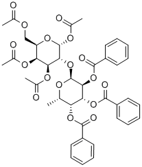 1,3,4,6-Tetra-O-acetyl-2-O-(2,3,4-tri-O-benzoyl-a-L-fucopyranosyl)-D-galactopyranose Structure