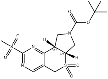 Cis-Tert-Butyl 2-(Methylsulfonyl)-6A,7,9,9A-Tetrahydropyrrolo[3',4':5,6]Thiopyrano[4,3-D]Pyrimidine-8(5H)-Carboxylate 6,6-Dioxide Structure