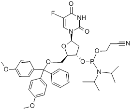5'-O-(4,4'-DIMETHOXYTRITYL)-5-FLUORODEOXYURIDINE-3'-(2-CYANOETHYL-N,N-DIISOPROPYL)PHOSPHORAMIDITE Structure