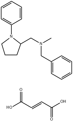 2-피롤리딘메탄아민,N-메틸-1-페닐-N-(페닐메틸)-,(-)-,(E)-2-부텐디오에이트(1:1) 구조식 이미지