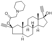 A-Norpregn-20-yne-2,17-diol, 2-ethynyl-, 2-(1-piperidineacetate), (2-b eta,5-alpha,17-alpha)- 구조식 이미지