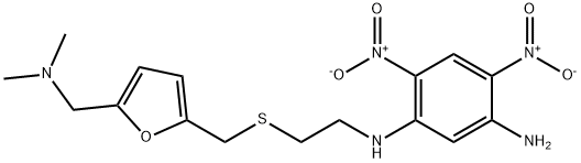 1,3-Benzenediamine, 4,6-dinitro-N-(2-(((5-((dimethylamino)methyl)-2-fu ranyl)methyl)thio)ethyl)- Structure