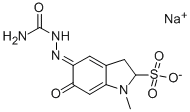 sodium 5-[(aminocarbonyl)hydrazono]-2,3,5,6-tetrahydro-1-methyl-6-oxo-1H-indole-3-sulphonate 구조식 이미지
