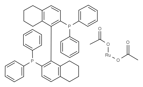 Diacetato[(S)-(-)-2,2'-bis(diphenylphosphino)-5,5',6,6',7,7',8,8'-octahydro-1,1'-binaphthy]ruthenium(II) 구조식 이미지