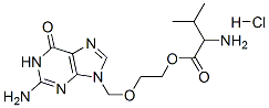 DL-발린,2-[(2-아미노-1,6-디히드로-6-옥소-9H-퓨린-9-일)메톡시]에틸에스테르,모노히드로클로라이드 구조식 이미지