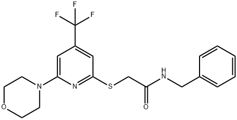 N-Benzyl-2-(6-morpholin-4-yl-4-trifluoromethyl-pyridin-2-ylsulfanyl)-acetamide Structure