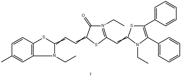 5-(3-ETHYL-5-METHYLBENZTHIAZOLIN-2-YLIDEN)-DIMETHIN-4',5'-DIPHENYL-3'-ETHYLTHIAZOLO-ETHYL-4-OXATHIAZOLIDINO-MONOMETHINCYANIN-IODIDE Structure