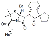 sodium (2S,5R,6R)-6-[[1-(3-bromophenyl)cyclopentanecarbonyl]amino]-3,3 -dimethyl-7-oxo-4-thia-1-azabicyclo[3.2.0]heptane-2-carboxylate 구조식 이미지