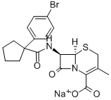 5-Thia-1-azabicyclo(4.2.0)oct-2-ene-2-carboxylic acid, 7-(((1-(4-bromo phenyl)cyclopentyl)carbonyl)amino)-3-methyl-8-oxo-, monosodium salt, ( 6R-trans)- Structure