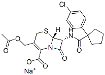 sodium (6R,7R)-3-(acetyloxymethyl)-7-[[1-(4-chlorophenyl)cyclopentanec arbonyl]amino]-8-oxo-5-thia-1-azabicyclo[4.2.0]oct-2-ene-2-carboxylate Structure