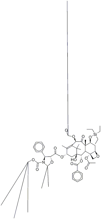 13-{[(3-N-Boc)-2,2-dimethyl-4S-phenyl-1,3-oxazolidin-5R-yl]formyl}-7-O-(triethylsilyl) Baccatin III 구조식 이미지