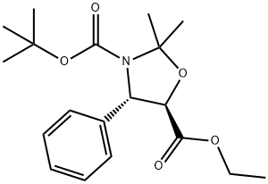 3-(T-BOC)-2,2-디메틸-4-페닐-1,3-옥사졸리딘-5-일]포름산에틸에스테르 구조식 이미지