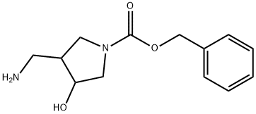 벤질3-(아미노메틸)-4-하이드록시피롤리딘-1-카복실레이트 구조식 이미지
