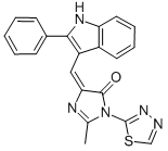 4H-Imidazol-4-one, 3,5-dihydro-2-methyl-5-((2-phenyl-1H-indol-3-yl)met hylene)-3-(1,3,4-thiadiazol-2-yl)- Structure